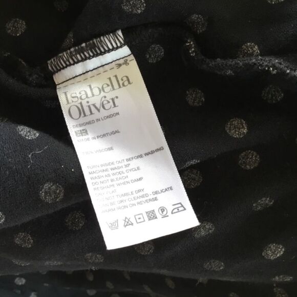 Isabella Oliver black polka dot top maternity with waist tie - Picture 6 of 9